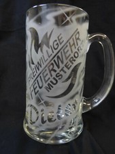 Feuerwehr Krug Glas Bierkrug