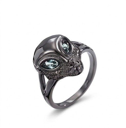 Black chrome alien head - black,