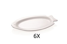 6X Fischteller,  Porzellan