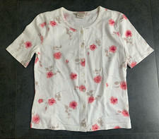 Laura Ashley, Damen T-Shirt, Bluse, weiß, bestickt, Rosen, Größe S