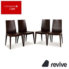 4er Garnitur Calligaris Leder Stuhl Braun