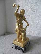 STATUE, STATUETTE - SCHMIED, AMBOSS, HAMMER - GUSSEISEN - GOLDFARBEN