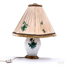 Antike Augarten Porzellan Tischlampe Dekor „Maria Theresia“, Grüne Rose | Wien