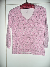 Damen Shirt, Eddie Bauer, Gr. S, Stretch, rosa gemustert, langarm, V-Ausschnitt