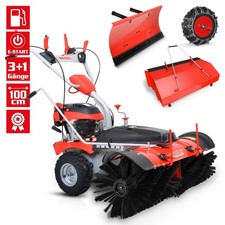 Kehrmaschine Benzin 100 cm Arbeitsbreite Auffangbox Schneefräskopf 6,5 PS ID7118