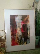 Kunst ~ Abstraktes Acryl- Bild auf Papier ~ "Action" ~ Unikat ~ gerahmt 30x40 cm