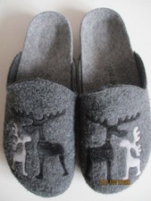 Herren Clogs - Sabot - Mandel  ANGEL Wolle/Filz -  grau - Gr. 44 "TOP "