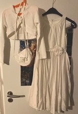 Kommunionkleid Käthe Kruse unterschenkellang ärmellos+ Bolero+Täschchen Gr. 140