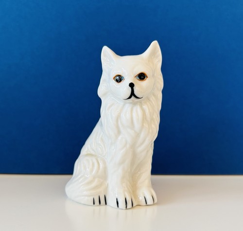 Porzellanfigur katze weiß - porzellanfigur,