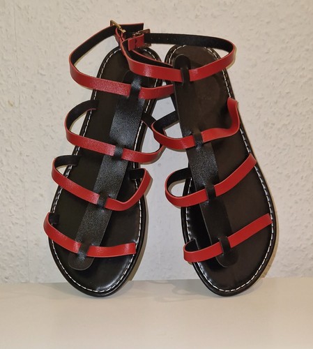 Schöne rot schwarze sandalen - rot/schwarze,