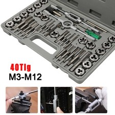 40-tlg Satz Gewindeschneider M3-M12 Werkzeug-Set Fein Gewinde Schneider Bohrer