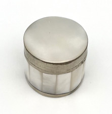 Vintage Pillendose Antik Schmuckbox Perlmutt Muschel Silber Schatulle Dose #3648
