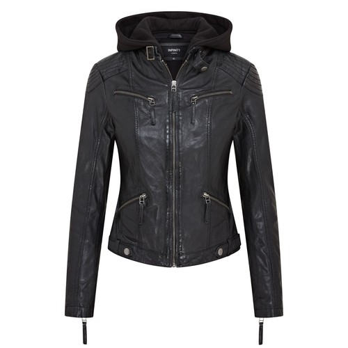 Damen schwarz biker lederjacke - damen,