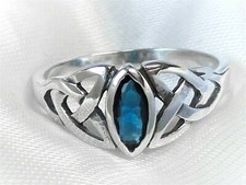 RING 925 STERLING SILBER Gr. 18 - SAPHIR cz. blau oval keltischer Knoten facett