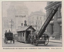 Feuerwehr Drehleiter - Feuerwache London England - 1905 ~11x9cm -