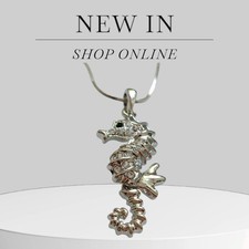 Filigrane Kette  " Seepferdchen" Silberfarben Strass Modeschmuck 