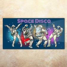 Glasbilder Wandbild Druck auf Glas 140x70 Disco Party Astronauten Pop Art Retro