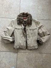 Jacke Übergangsjacke Gr 38 Donna by Hallhuber Beige mit Kaninchen