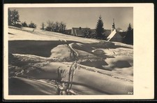 AK Sv. Kriz-Planina /Triglav, Schneelandschaft mit Blick auf den Ort 1936 