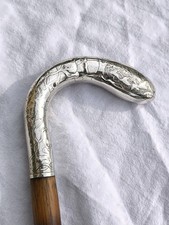 Alter Spazierstock Gehstock 900 Silber Österreich Blumenmuster Silbergriff 1920