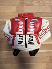 Marlboro MotoGP World Championship Team Rucksack Jacke rot Vintage Lederoptik