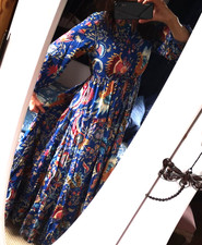 HIPPIEKLEID boho Folklore Maxikleid,ethno one size, Boho Blumen handblock