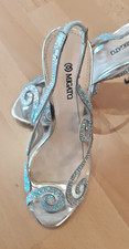 Migato, peeptoes/Slingback pumps, Damen, silber mit Strass/Glitzer, Gr. 37
