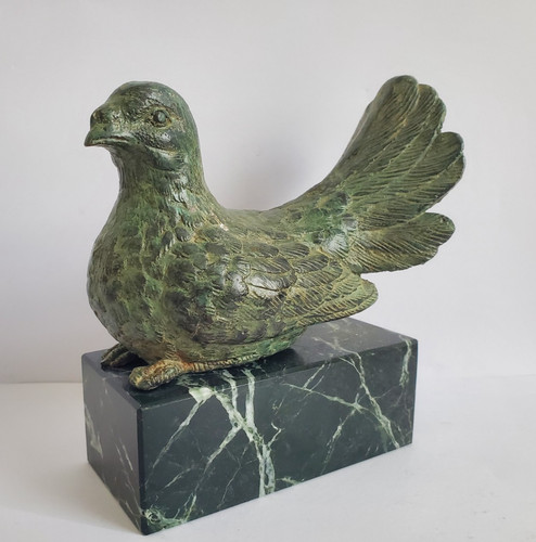 Alte bronze taube auf marmor - alte,