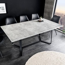 Esstisch LOFT - 140cm - grau schwarz - Betonoptik Metall - Kufengestell 4 Pers.