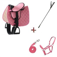 Holzpferde Sattel mit Halfter Set und Gerte für Holzpferd bis 145cm Umfang Rosa