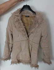 Mädchen Damen Felljacke Retro Vintage Größe S cremefarben 70ziger Hippie