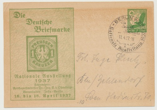 Deutsches reich 1937 ganzsache - reich,