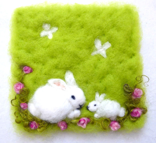 Wollbild hasen kaninchen - ♥wollbild,