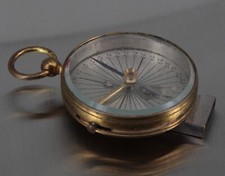 Seltener alter Messing Taschenkompass, Kompass mit Pfeife  (X 250)