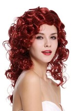 Perücke Damen Karneval lang voluminös Locken Mähne Rot gesträhnt Femme Fatale
