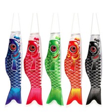 Japanischer Karpfen 70 cm rot schwarz | Wind Spiel Garten Fisch Koi Wimpel Fahne