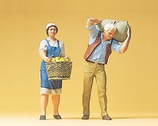 Preiser 45072 Spur G - Bäuerin mit Korb und Bauer mit Sack NEU und OVP