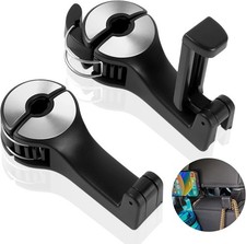 2er Auto Kopfstützen Haken 2 in 1 Autositzhaken Handyhalterung 360° Versteckter