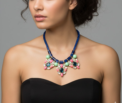 Statement kette collier - statement-kette, blau