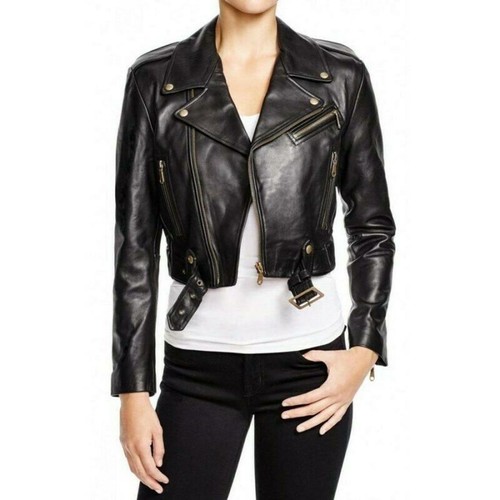 Damen echtleder cropped motor - cropped,