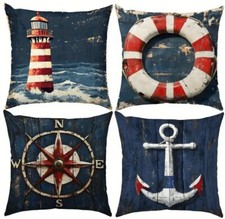 Kissenbezug Kissenhülle Kissen 40x40cm  45x45  cm Seepferdchen maritim  Anker