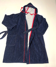Bademantel mit Kapuze Damen dunkelblau mit weißen Punkten GR. 40/42