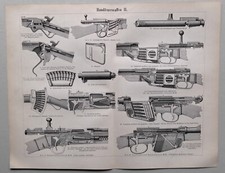 Waffen, Gewehre, Handfeuerwaffen - Holzstich um 1898