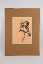 Q28R10- Tuschezeichnung Die Mutter undeutlich monogrammiert 