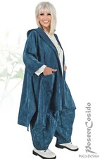 LAGENLOOK Kapuzen Cord-Jacke Überwurf petrol XL-XXL 44 46 48 50 52 54 56 58