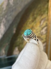 Ring - silbern mit türkisem Stein - Damenring Vintage Stil Gr. 52-65 Bandring