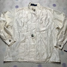 Tristano Onofri, Seidentaft Bluse, Mandarinkragen, 90 Jahre, Ital. 38