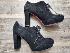 sexy OXMOX High Heels Pumps Damen Gr. 40 schwarz Velourleder Plateau Schnürung