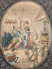 Antike lithographie bild druck - lithographie,