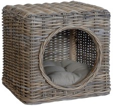 Katzenhöhle rattan mit kissen - katzenhöhle,